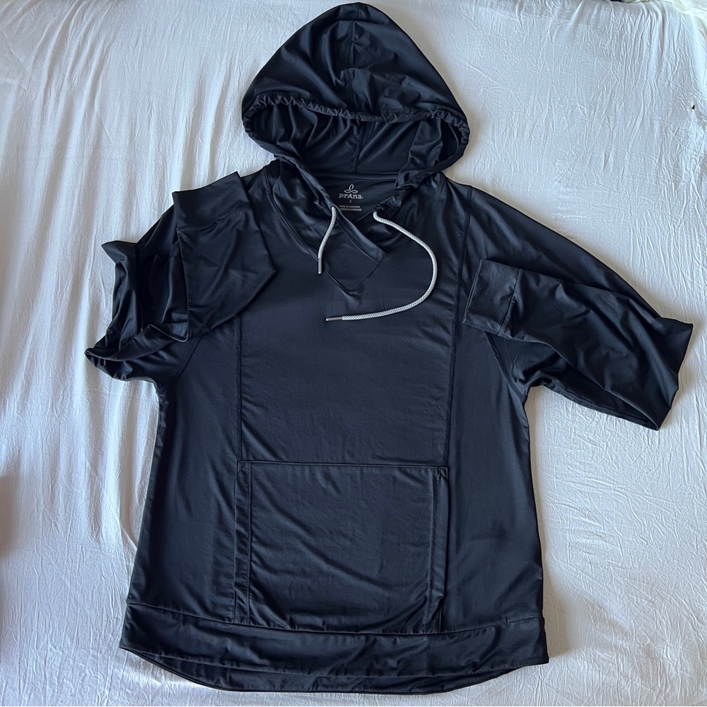 prAna Odea Sun Top UPF 25+ L/S Pullover Lightweight Hoodie Sz Small Black NWOT